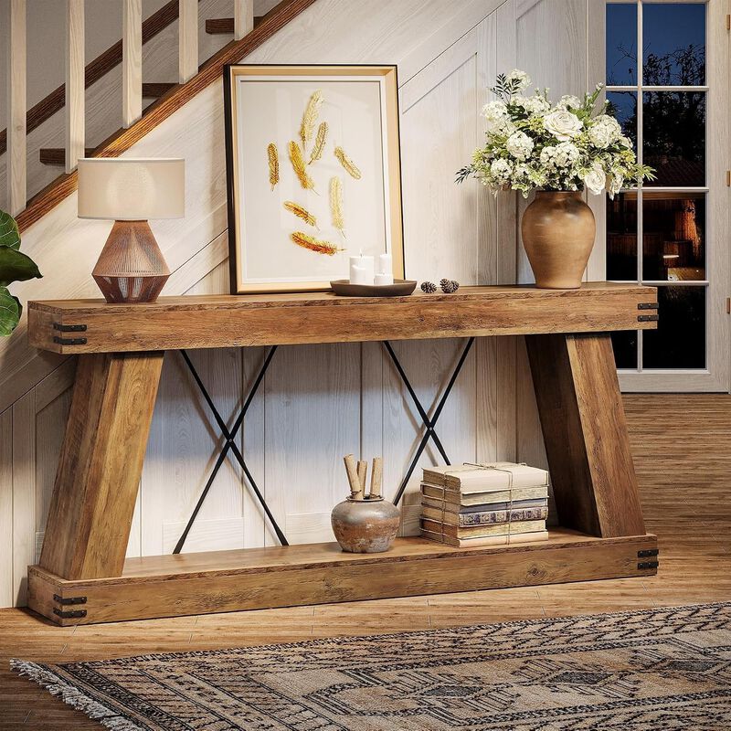 Tribesigns Farmhouse Wood Console Table image number 2