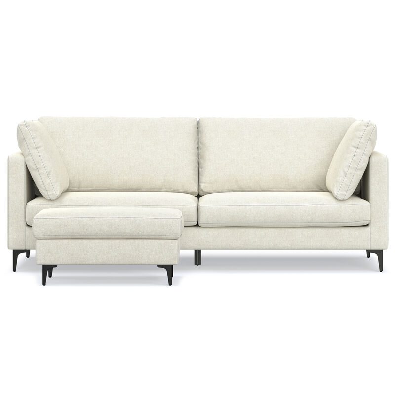 Ava 90 inch Mid Century Sofa with Ottoman Set image number 4