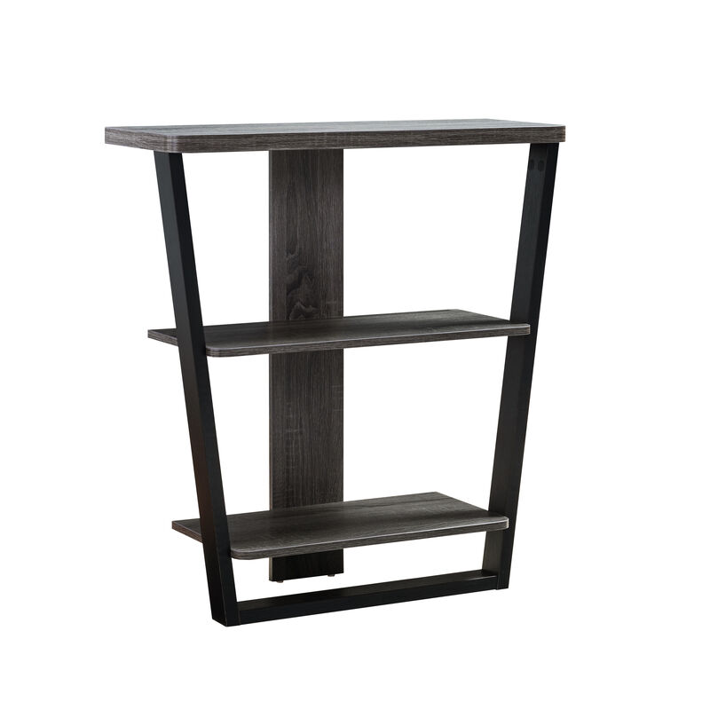 Distressed Grey & Black White Console Table with 2 Shelves