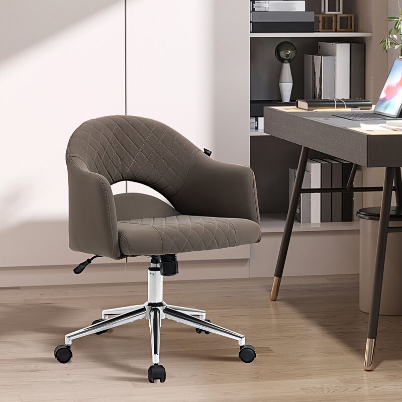Ergonomic Office Chair with Swivel, Mid-Back Computer Desk Chair with Adjustable Height and Back Tilt, Brown image number 2