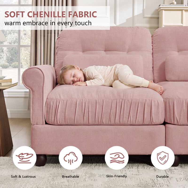 Juspep Mid Century Modern Chenille 3‑Seater Modular Sofa image number 3