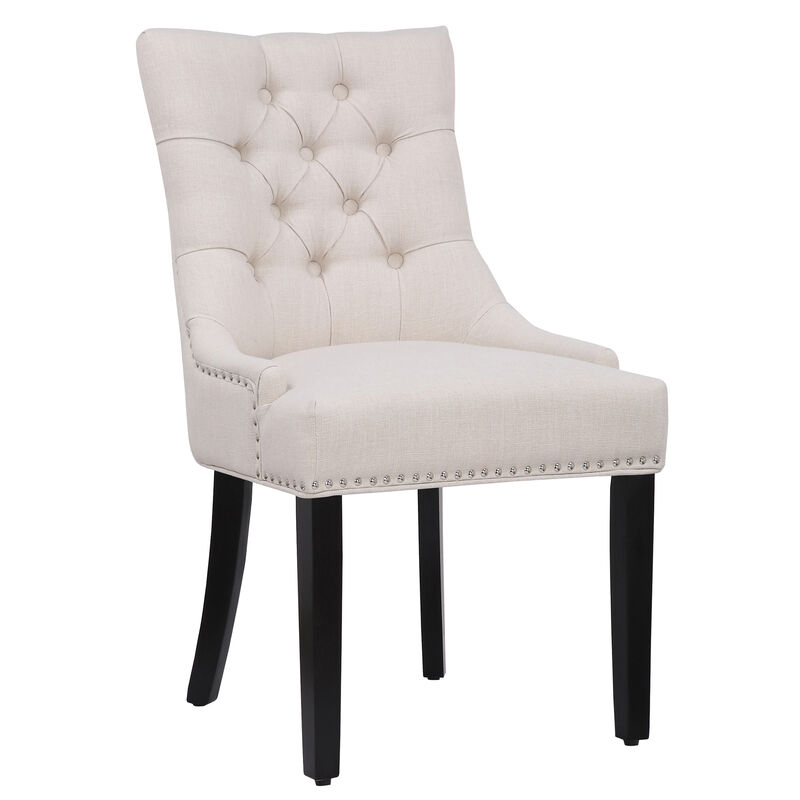WestinTrends Upholstered Wingback Button Tufted Dining Chair (Set of 2) image number 1