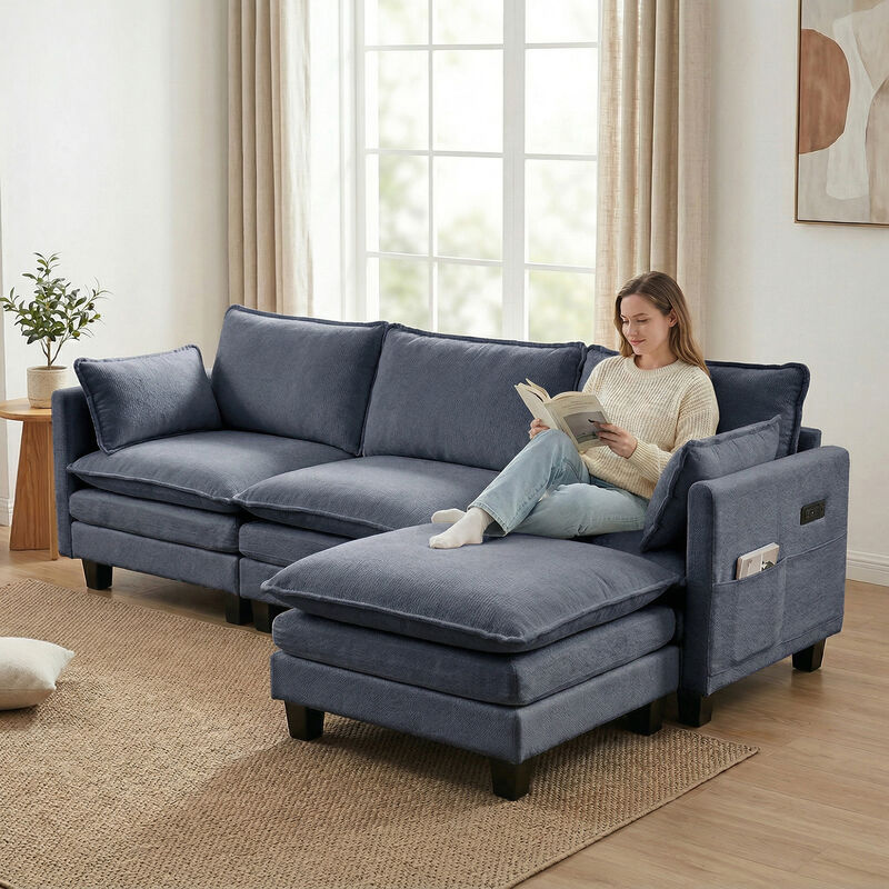 Modular Chenille Sectional Sofa image number 2
