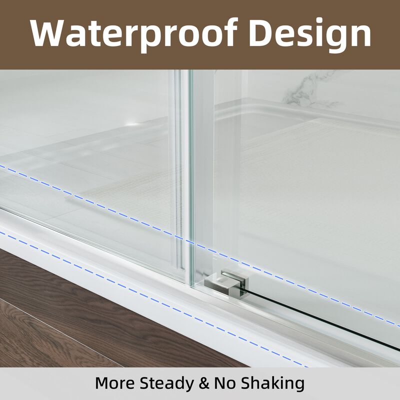 Brushed Nickel Aluminum Shower Door, Reversible Installation with Safety Glass & Towel Bar