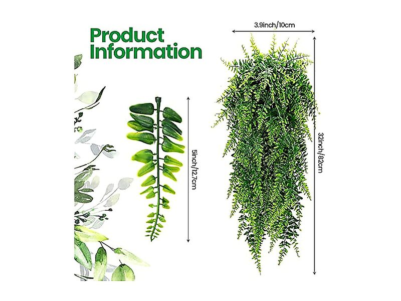 36 Pack Artificial Hanging Plants 32 Inch Boston Ferns Plastic Wall Room Garden image number 1