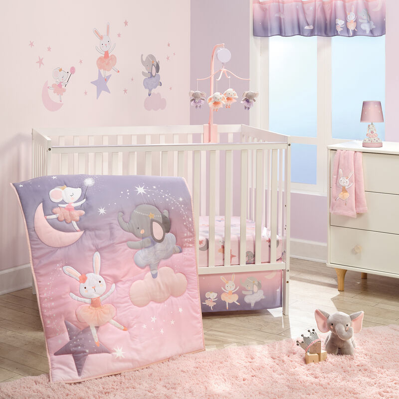 Bedtime Originals Tiny Dancer Fitted Crib Sheet - Pink, Animals, Celestial