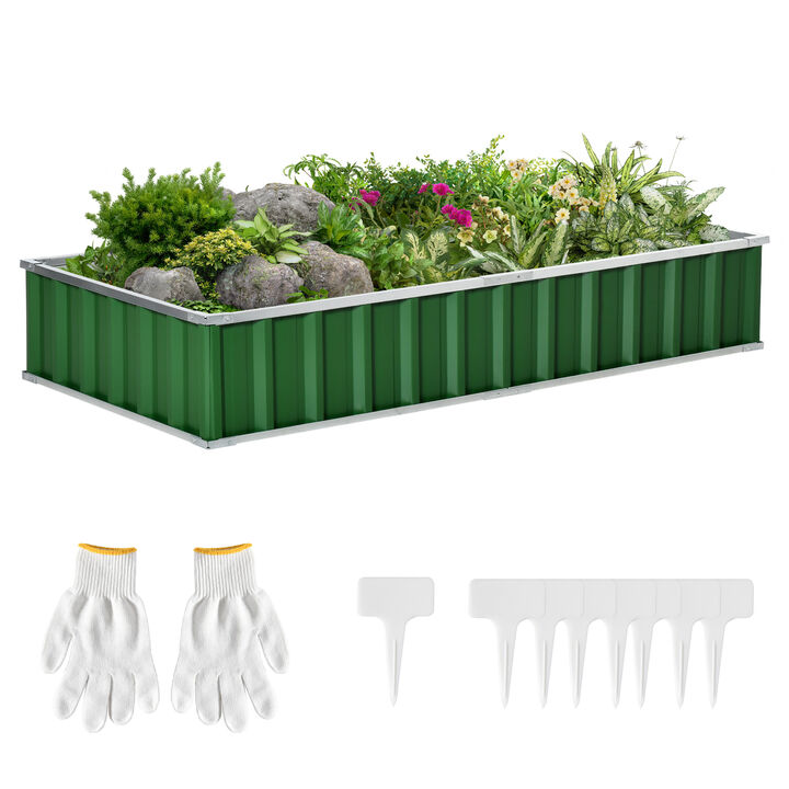 Outsunny 5.7' x 3' x 1' Raised Garden Bed, Galvanized Metal Planter Box for Vegetables Flowers Herbs, Green
