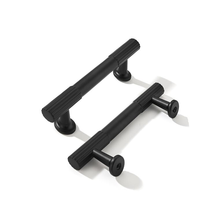 khtumeware 3-1/2 Inch(89mm) Hole Center 10 Pack Matte Black Cabinet Pulls Heavy Duty Soild Kitchen Drawer Handles Cabinet Hardwa