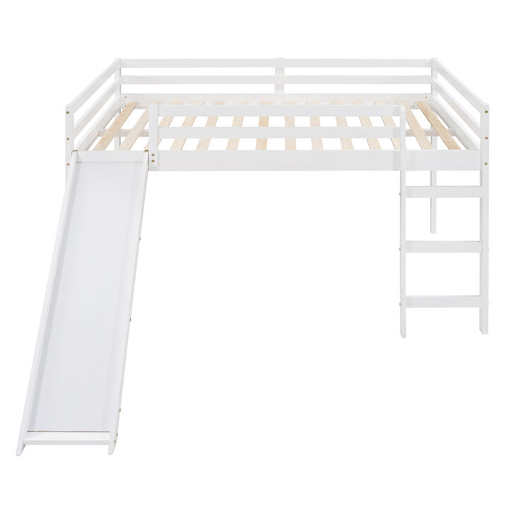 Loft Bed with Slide, Multifunctional Design, Full