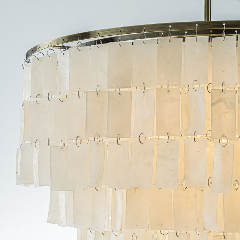 Modern Coastal Capiz Tiered Chandelier image number 5