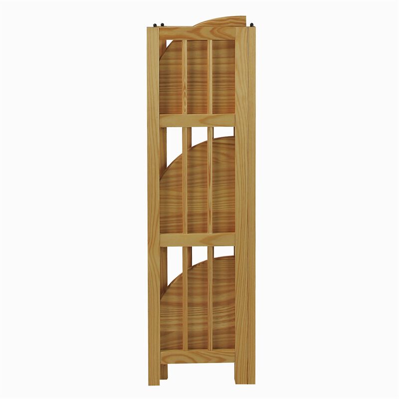 4-Shelf Corner Folding Bookcase-Natural