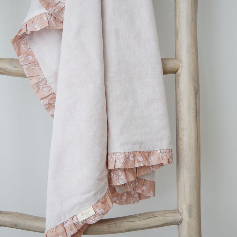Violet Floral Muslin Baby Blanket with Ruffle Trim image number 3