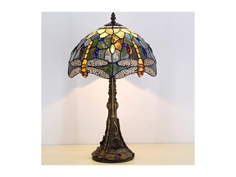 Tiffany Style Stained Glass Dragonfly Table Lamp For Bedroom Living Room image number 2