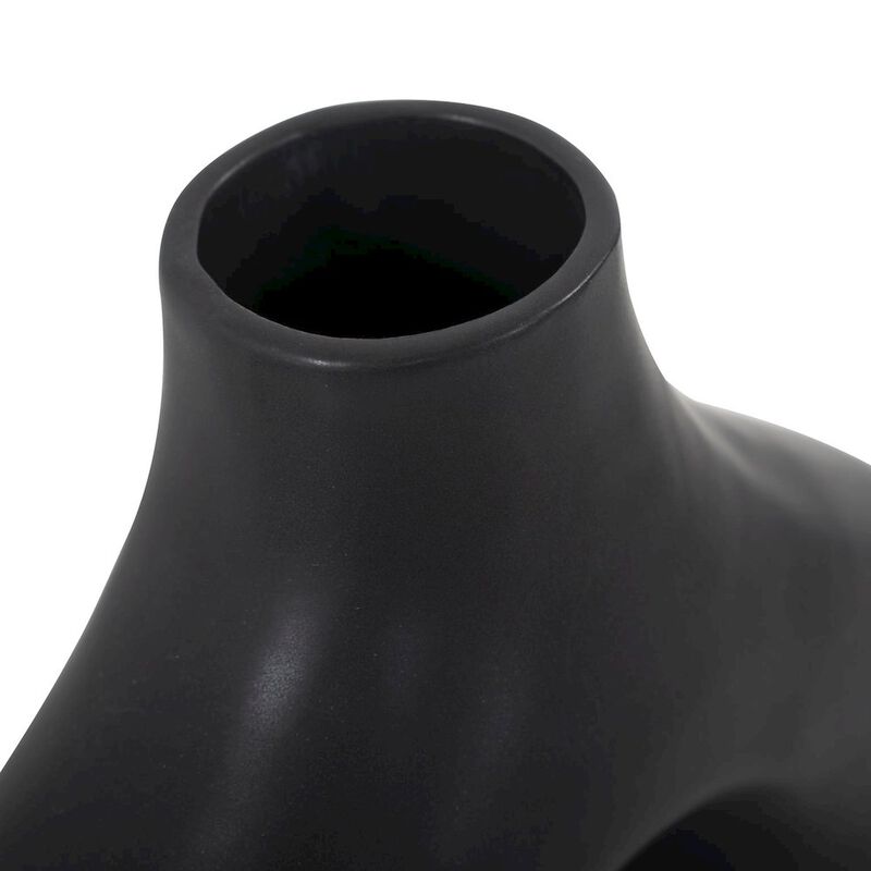 Howard Elliott Beltram Black Modern Styled Ceramic Footed Vase image number 6