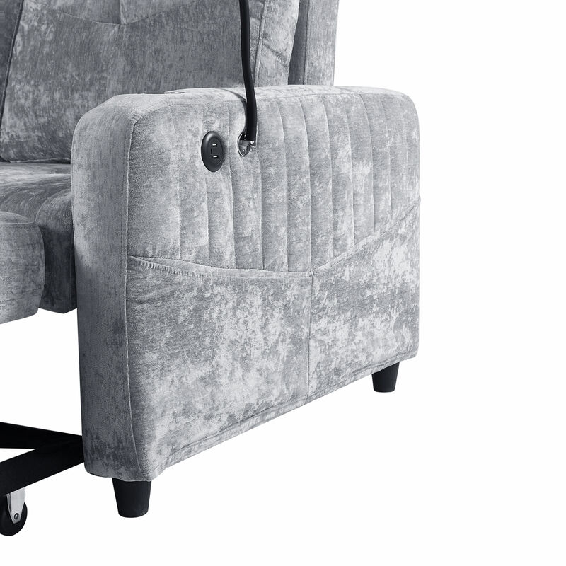 Merax Modern Loveseat Pull-out Sofa Bed with Cup Holders