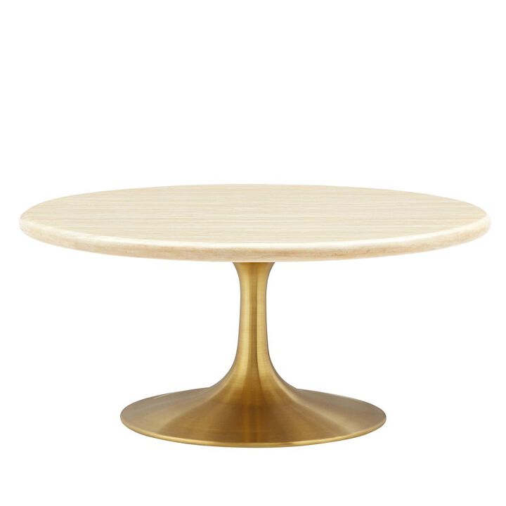 Lippa 36&rdquo; Round Faux Travertine Coffee Table