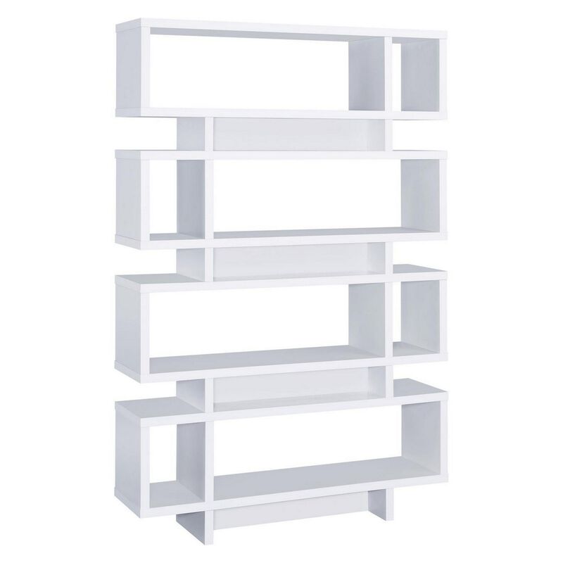 Tremendous white bookcase with open shelves-Benzara image number 1