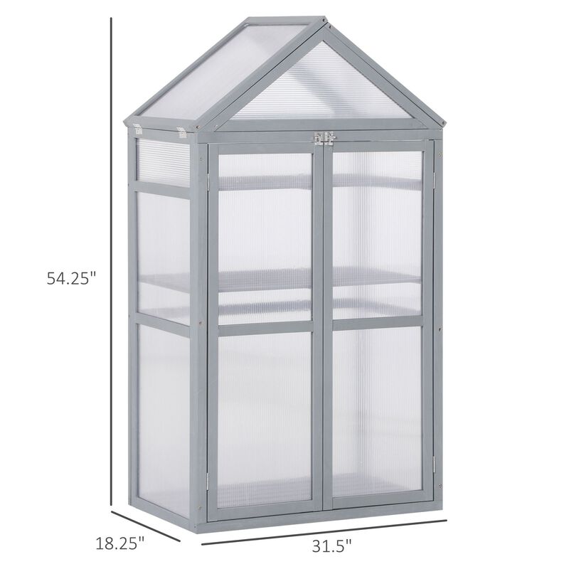 Grey Garden Helper: 32"x19"x54" Wooden Cold Frame Greenhouse