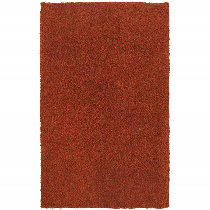 5 X 7 Rust Red Shag Tufted Handmade Stain Resistant Area Rug