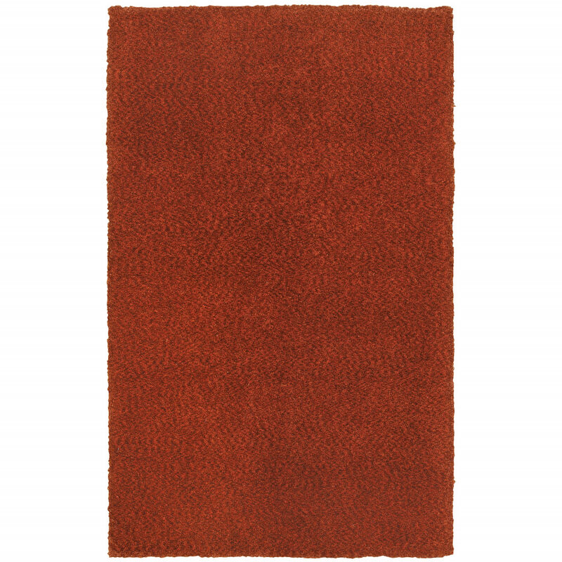 5 X 7 Rust Red Shag Tufted Handmade Stain Resistant Area Rug image number 0