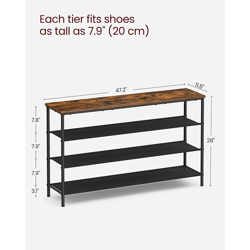 4 Tier Shoe Rack with 3 Fabric Shelves