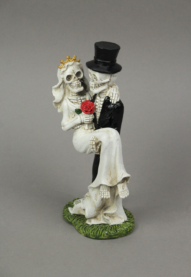 Eternal Bliss Skeleton Bride and Groom Wedding Couple Statue Cake Topper image number 2