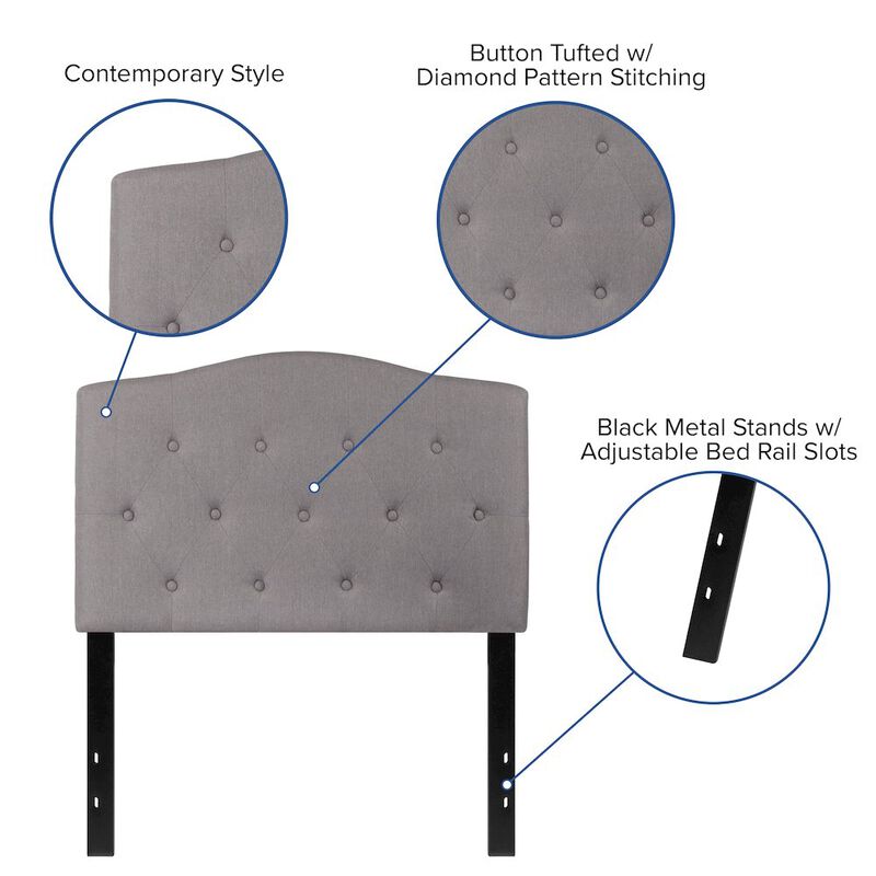 Flash Furniture Tufted Upholstered Twin Size Headboard in Light Gray Fabric image number 2