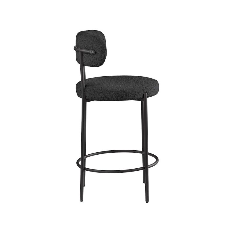 Meridian Furniture Beacon Black Boucle Fabric Stool, Set of 2