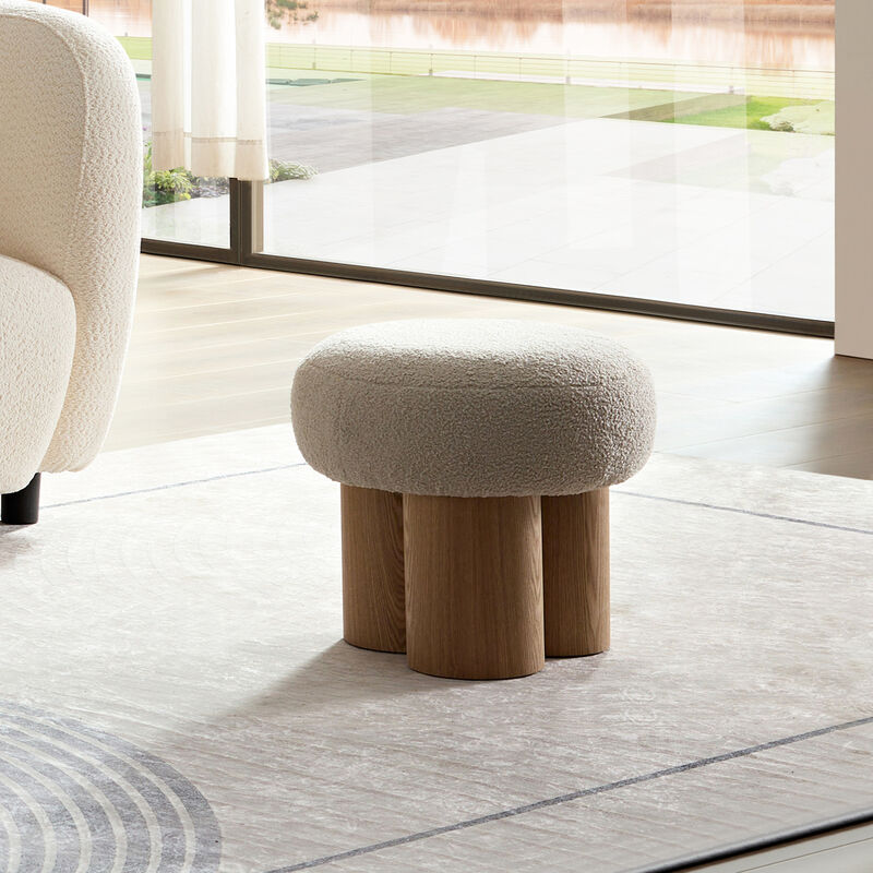 GOODSILO Versatile Mushroom Stool with Plush Wool Seat - Compact Multi-Functional Footrest and Accent Furniture Piece image number 5