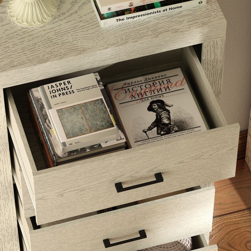 FUFU&GAGA 5-Drawer Chest for Bedroom Storage, (23.6" W x 15.7" D x 45.3" H), White