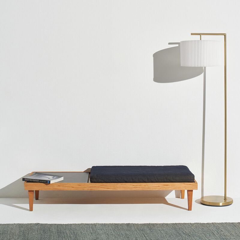 Montage Modern LED Floor Lamp - Pleated Shade in Brass