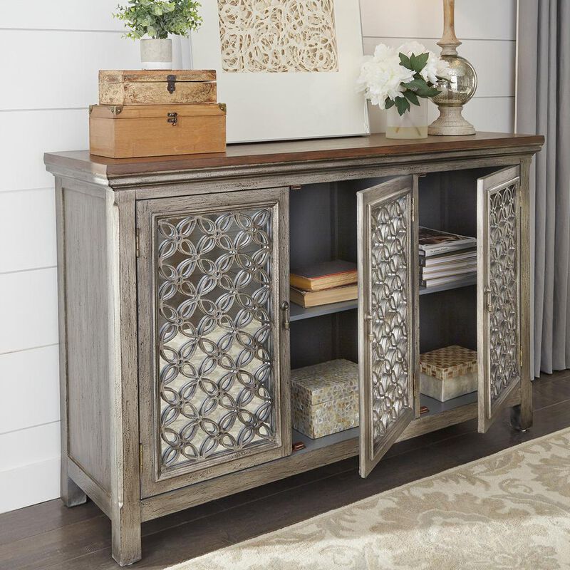 Liberty Furniture Westridge 3 Door Accent Cabinet in Wirebrushed Gray image number 8