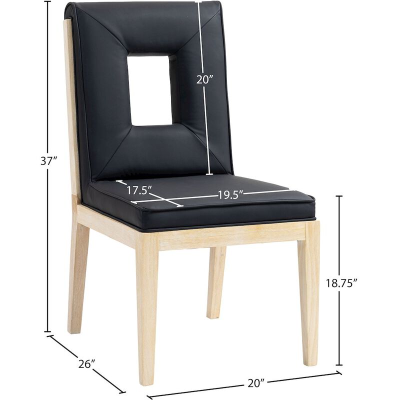 Meridian Furniture Gwendolyn Black Vegan Leather Dining Side Chair, Set of 2