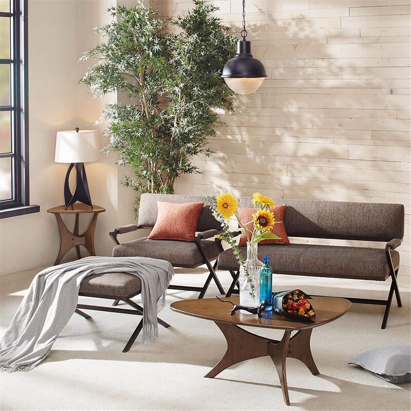 INK+IVY Blaze Triangle Wood Coffee Table Plywood with Wood Veneer Legs, Mid-Century Modern, Easy Assembly, Accent Furniture For