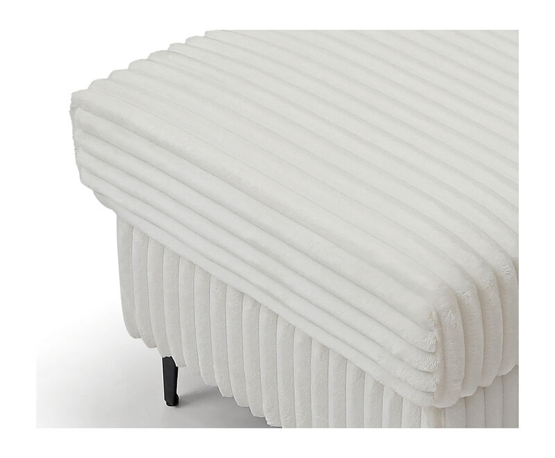 Houston White Square Polyester Upholstered Ottoman image number 5