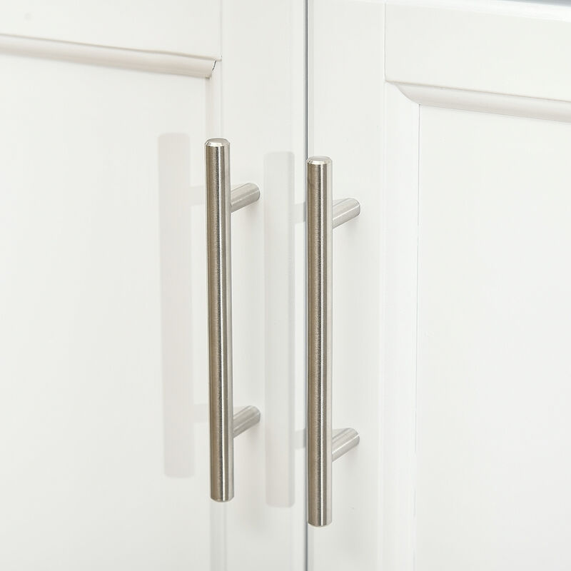 Wood Kitchen Island Cart Storage Box Cabinet  Drawer Trolley w/ Stainless Steel