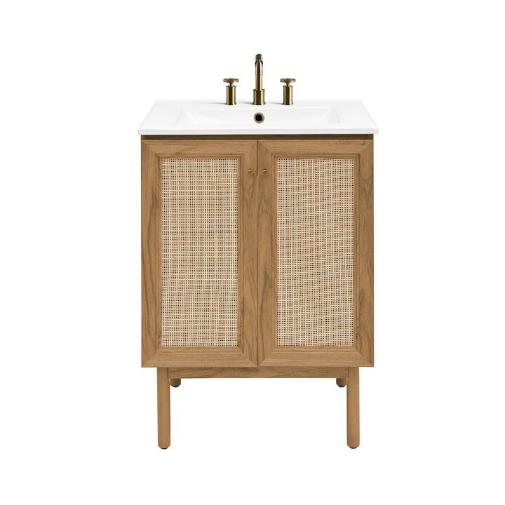 24" Freestanding Bathroom Vanity with 3-Hole Centerset Sink Top