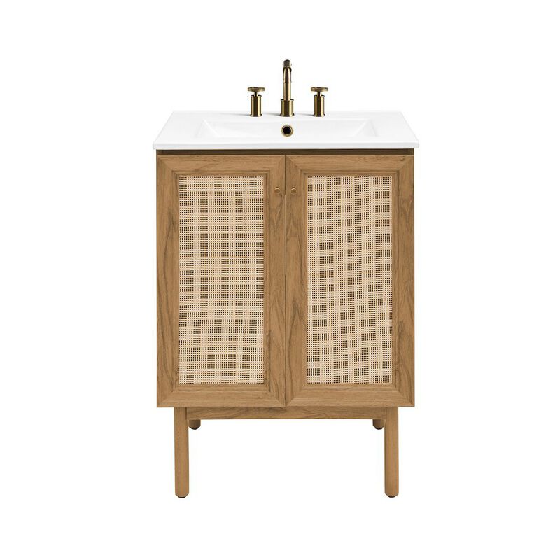 24" Freestanding Bathroom Vanity with 3-Hole Centerset Sink Top image number 0