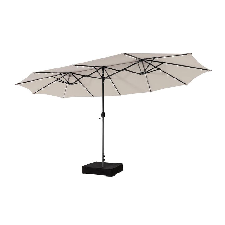 Mondawe 15 Feet Double-Sided Patio Umbrella with 48 LED Lights
