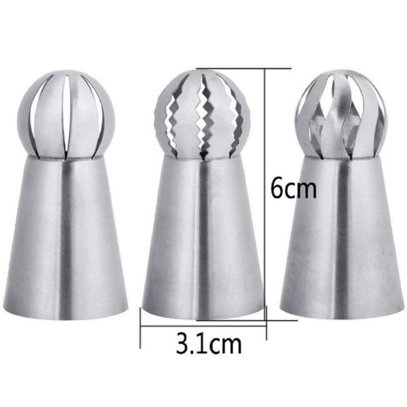 Pack of 3 Russian Ball Sphere Icing Nozzle Set image number 3