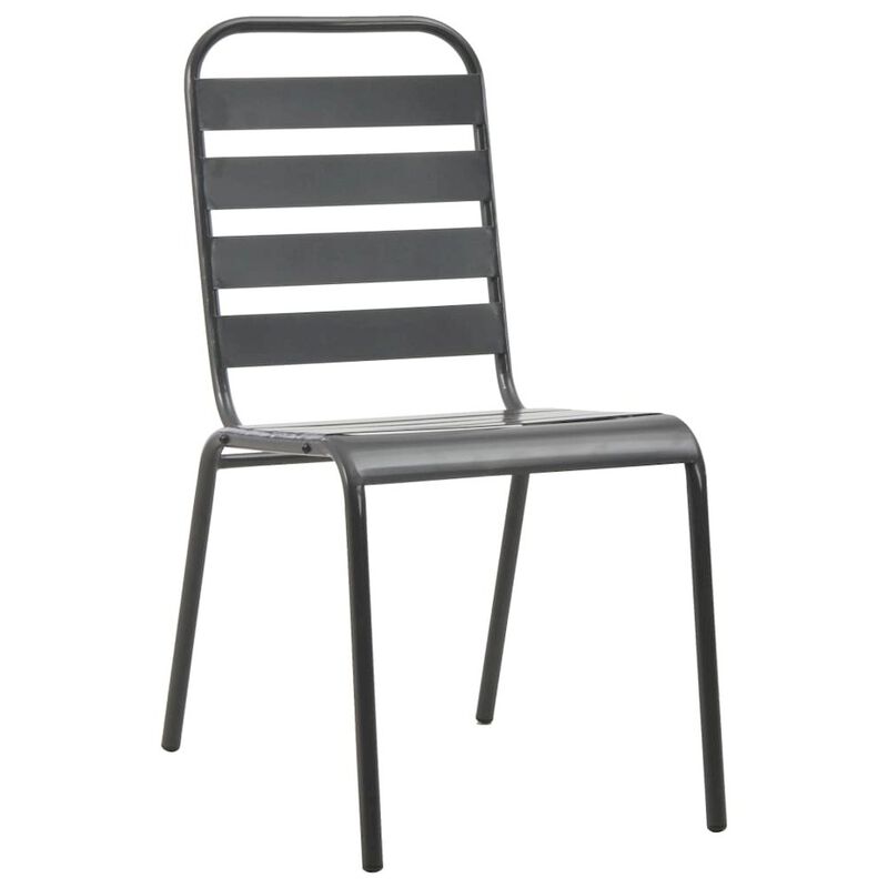 Outdoor Chair Set of 4 Dark Grey E-coated Steel Standard