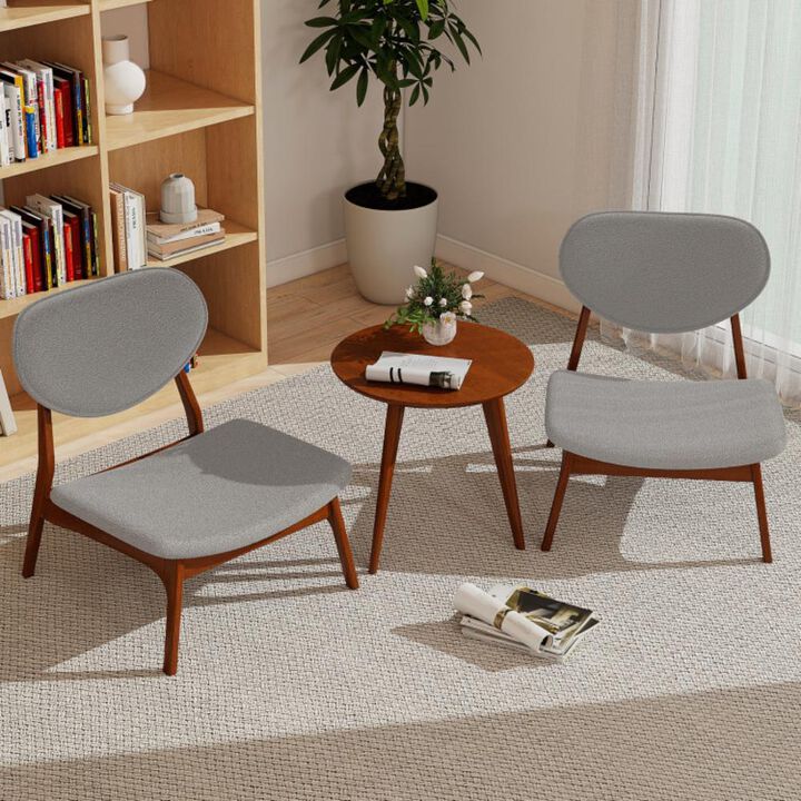 Hivvago Accent Chairs Set of 2 with Side Table and Solid Wood Frame