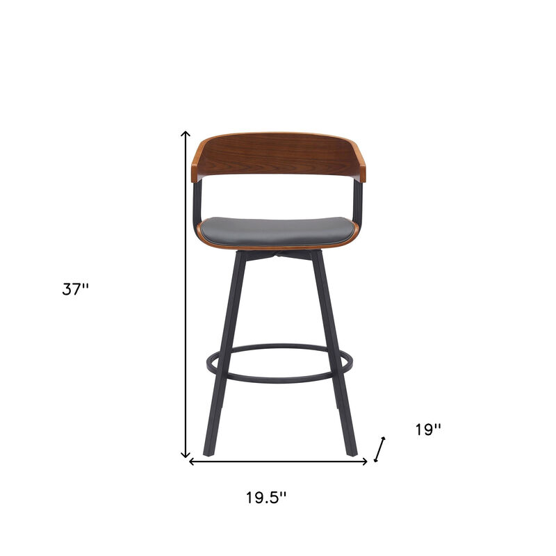 HomeRoots Faux Leather and Metal Counter Stool with Full Back and Armrests image number 6