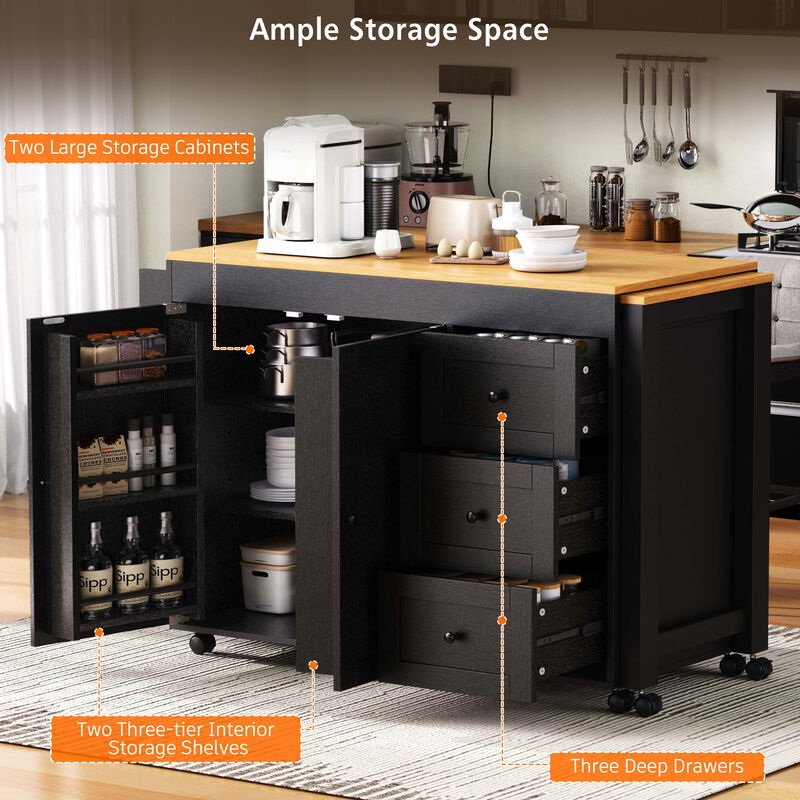 Merax Kitchen Island with Extendable Dining Table