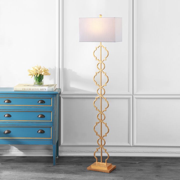Selina Iron Ogee Trellis Modern LED Floor Lamp