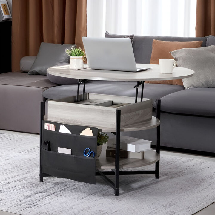 Coffee Table with Lift-Top, Storage Drawers and Open Shelf for Living Room