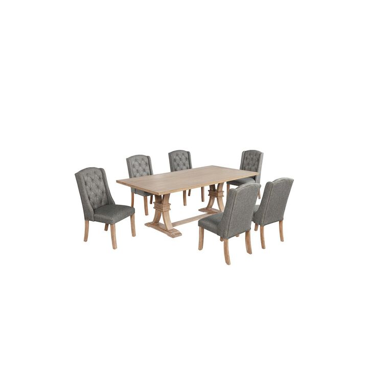 Best Quality Furniture 7 Piece Traditional Dining Table With Dark Grey Side Chairs