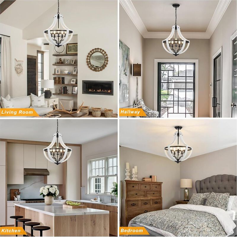 ELEMENT ACE 5-Light Adjustable Chandelier Pendant or Flush Mount Ceiling Light Fixture for Dining Room Kitchen Island Living Room Foyer Entryway Bedroom image number 7