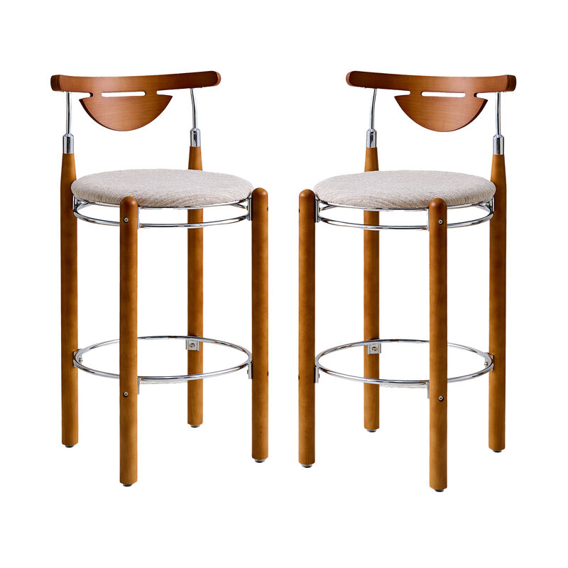 Pasargad Home Nikko Bar Stool &ndash; Beige/Brown image number 6