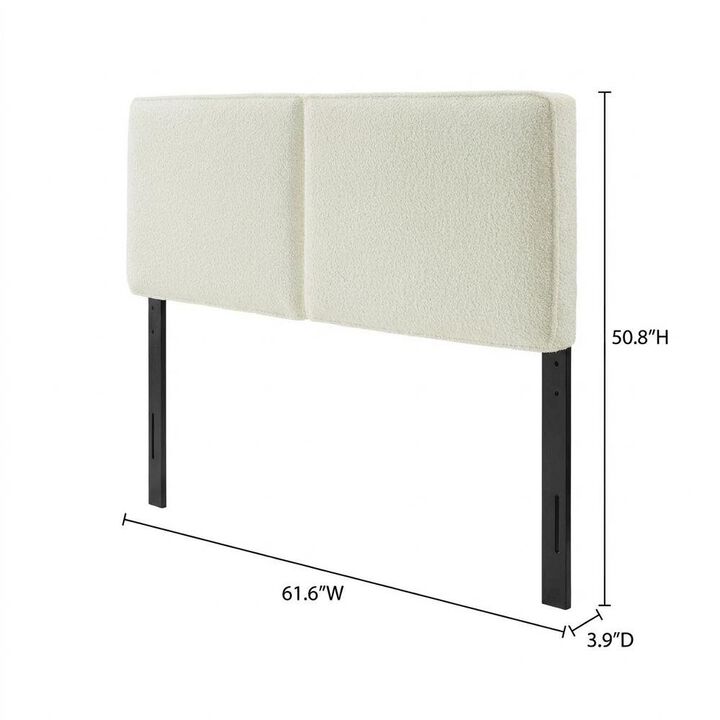 Boucle Fabric Queen Headboard in Neutral Tone, Plush Upholstery, Sturdy Frame